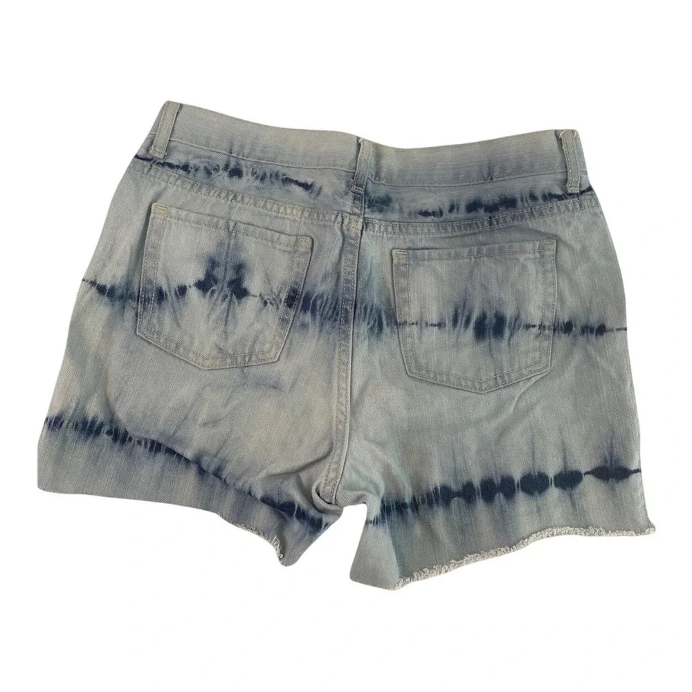 Childrens Place Denim Tie Dye Shorts Girls Size 16 Blue White Frayed Hem Shortie